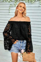 Solid Off Shoulder Flared Sleeve Flowy Blouse | Mixtshop LLC