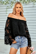 Solid Off Shoulder Flared Sleeve Flowy Blouse | Mixtshop LLC