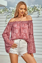 Solid Off Shoulder Flared Sleeve Flowy Blouse | Mixtshop LLC
