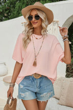 Knot Back Open Back Lace Trim Solid Loose Fit Top | Mixtshop LLC