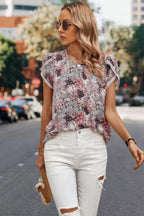 Floral Round Neck Lace Trimmed Fit Blouse | Mixtshop LLC