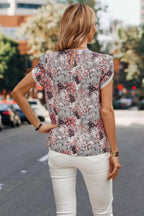 Floral Round Neck Lace Trimmed Fit Blouse | Mixtshop LLC