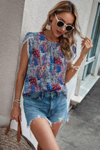Floral Round Neck Lace Trimmed Fit Blouse | Mixtshop LLC