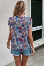 Floral Round Neck Lace Trimmed Fit Blouse | Mixtshop LLC