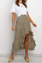 Boho Floral Print Midi Skirt Casual Side Slit Skirt | Mixtshop LLC