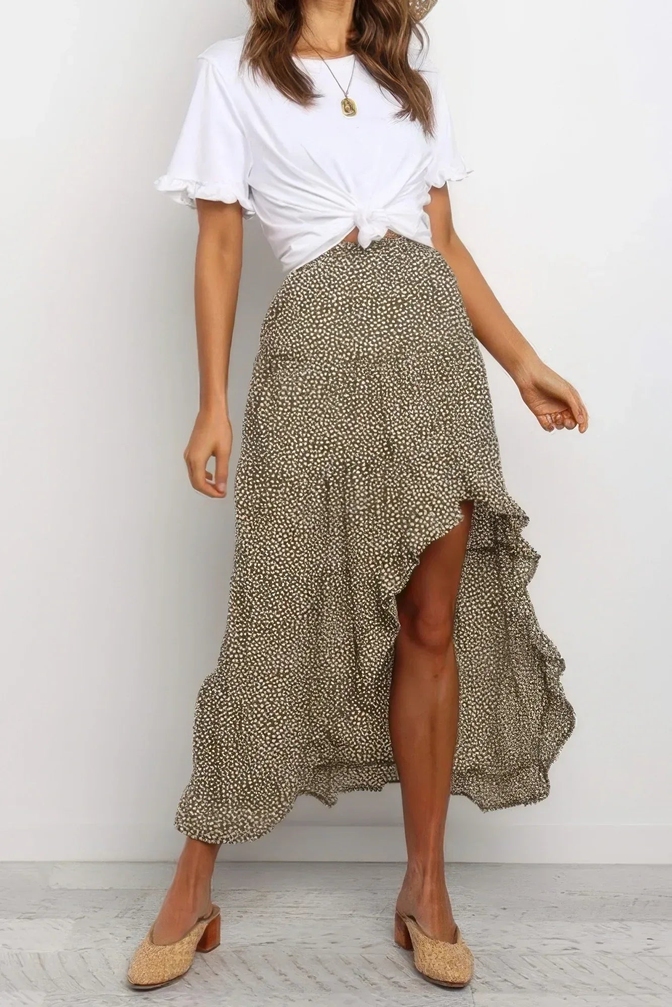 Boho Floral Print Midi Skirt Casual Side Slit Skirt | Mixtshop LLC