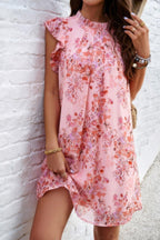 Floral Print Elegant Sleeveless Ruffle A Line Dress | Mixtshop LLC