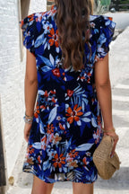 Floral Print Elegant Sleeveless Ruffle A Line Dress | Mixtshop LLC