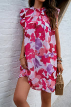 Floral Print Elegant Sleeveless Ruffle A Line Dress | Mixtshop LLC
