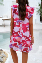 Floral Print Elegant Sleeveless Ruffle A Line Dress | Mixtshop LLC