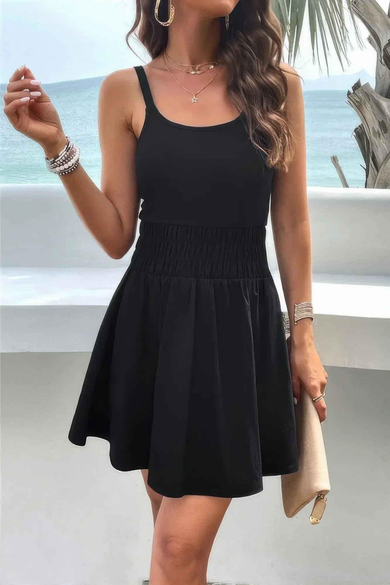 Athletic Sleeveless Elastic Waistband Swing Dress | Mixtshop LLC