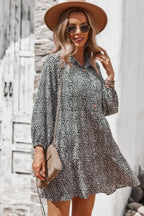 Animal Print Button Down A Line Lantem Sleeve Dress | Mixtshop LLC