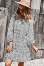 Animal Print Button Down A Line Lantem Sleeve Dress | Mixtshop LLC