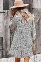 Animal Print Button Down A Line Lantem Sleeve Dress | Mixtshop LLC