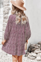 Animal Print Button Down A Line Lantem Sleeve Dress | Mixtshop LLC