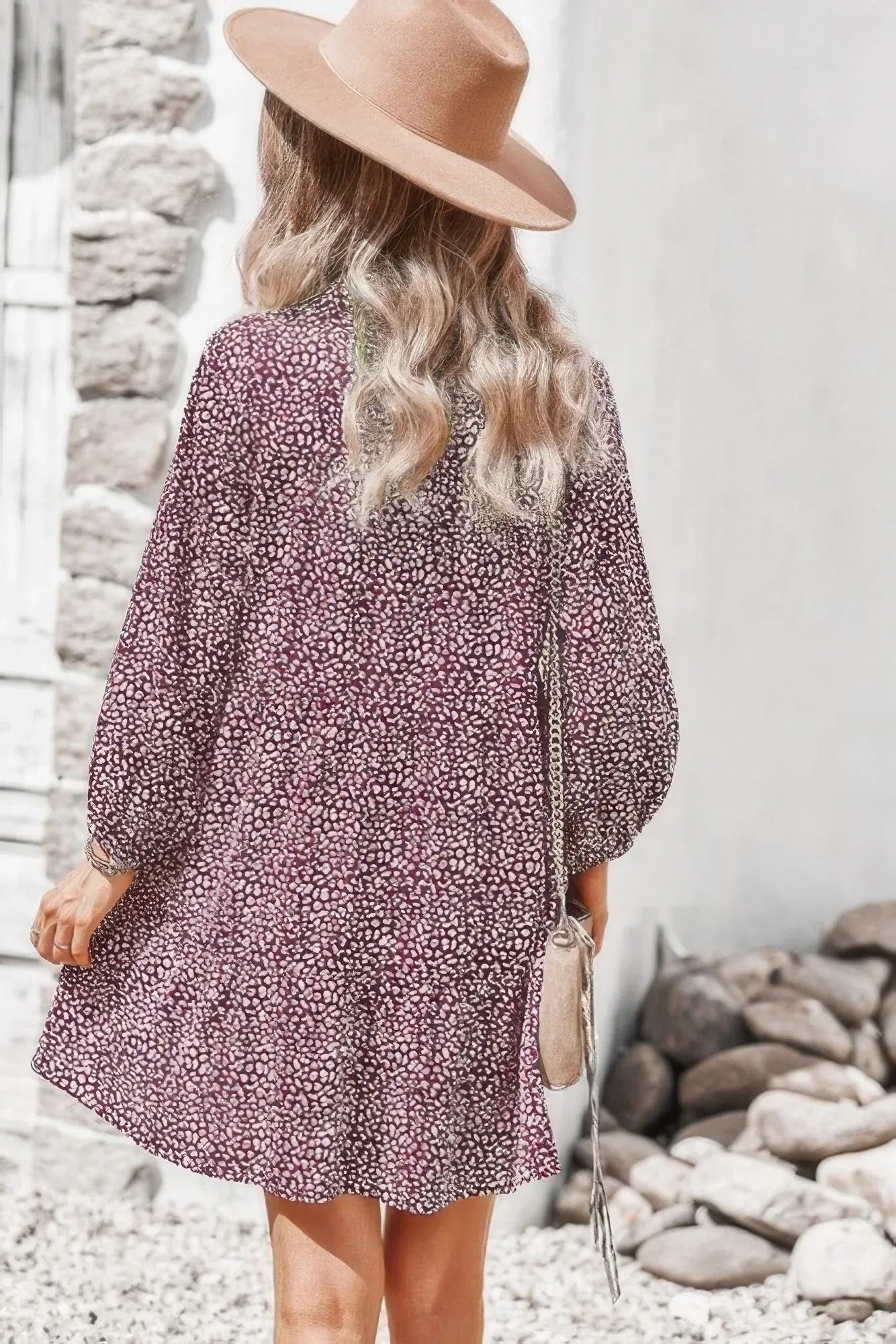 Animal Print Button Down A Line Lantem Sleeve Dress | Mixtshop LLC