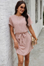 Elegant Crew Neck Batwing Sleeve Printed Dress | Mixtshop LLC