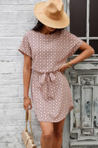 Elegant Crew Neck Batwing Sleeve Printed Dress | Mixtshop LLC