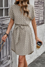 Elegant Crew Neck Batwing Sleeve Printed Dress | Mixtshop LLC