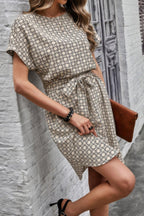 Elegant Crew Neck Batwing Sleeve Printed Dress | Mixtshop LLC