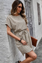 Elegant Crew Neck Batwing Sleeve Printed Dress | Mixtshop LLC