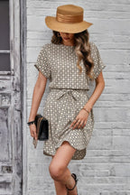 Elegant Crew Neck Batwing Sleeve Printed Dress | Mixtshop LLC
