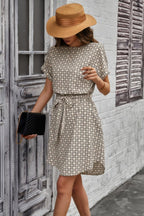 Elegant Crew Neck Batwing Sleeve Printed Dress | Mixtshop LLC