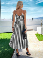V Neck Geo Print Split Thigh Sleeveless Cami Dress | Mixtshop LLC