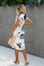 Notched Neck Floral Print Belted Fit Dress | Mixtshop LLC