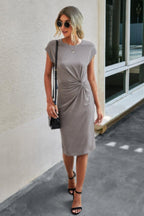 Solid Crewneck Short Sleeve High Waisted Fit Midi | Mixtshop LLC