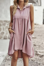 Sleeveless Solid Peplum Shirt Dress | Mixtshop LLC