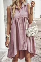 Sleeveless Solid Peplum Shirt Dress | Mixtshop LLC