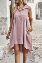 Sleeveless Solid Peplum Shirt Dress | Mixtshop LLC