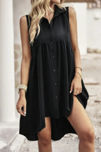 Sleeveless Solid Peplum Shirt Dress | Mixtshop LLC