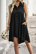 Sleeveless Solid Peplum Shirt Dress | Mixtshop LLC