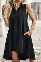 Sleeveless Solid Peplum Shirt Dress | Mixtshop LLC