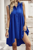 Sleeveless Solid Peplum Shirt Dress | Mixtshop LLC