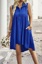 Sleeveless Solid Peplum Shirt Dress | Mixtshop LLC