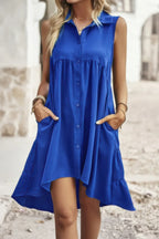 Sleeveless Solid Peplum Shirt Dress | Mixtshop LLC