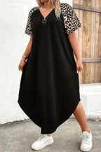 Plus Size Zipper Leopard Print Loose Fit Dress | Mixtshop LLC