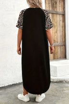 Plus Size Zipper Leopard Print Loose Fit Dress | Mixtshop LLC