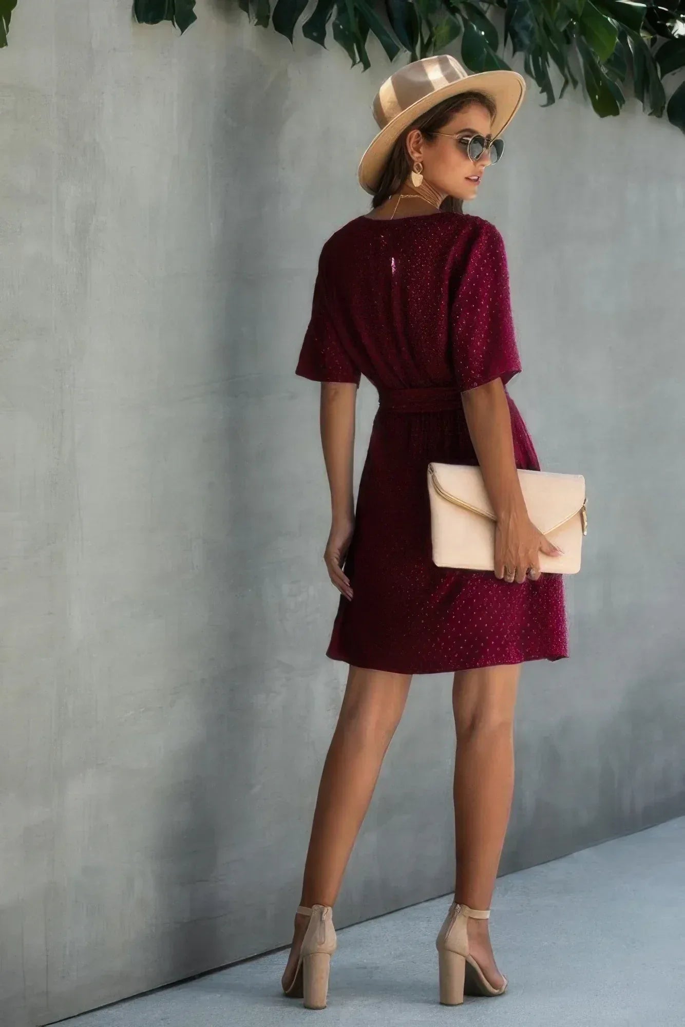 V Neck Ruffled Hem Wrap Dress Secondary image