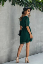 V Neck Ruffled Hem Wrap Dress | Mixtshop LLC