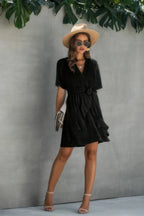 V Neck Ruffled Hem Wrap Dress | Mixtshop LLC