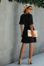 V Neck Ruffled Hem Wrap Dress | Mixtshop LLC