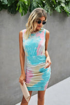 Crew Neck Tie Dye Sleeveless Dress | Mixtshop LLC