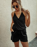 Button Sleeveless Spaghetti Strap Cami Romper | Mixtshop LLC