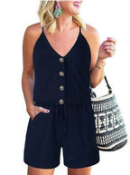 Button Sleeveless Spaghetti Strap Cami Romper | Mixtshop LLC