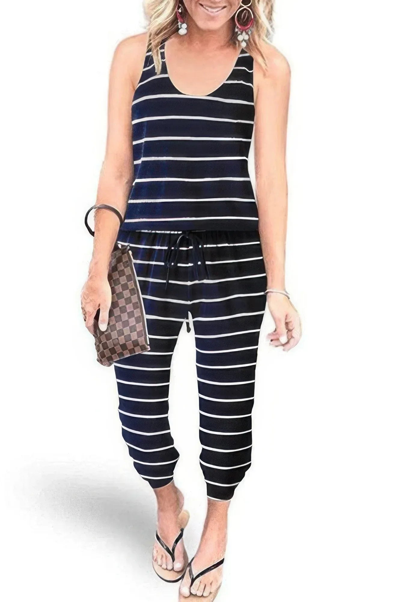 Sleeveless Drawstring Square Neck Fit Jumpsuit Secondary image