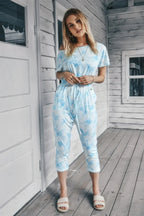 Tie Dye One Shoulder Drawstring Fit Jumpsuit | Mixtshop LLC